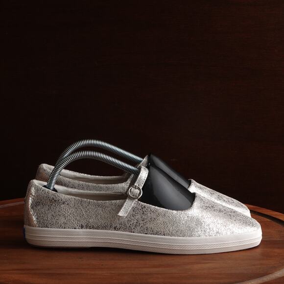Keds Flats Womens Size 10M Silver Metallic Mary Jane Square Toe Sneaker Shoes - Picture 1 of 14